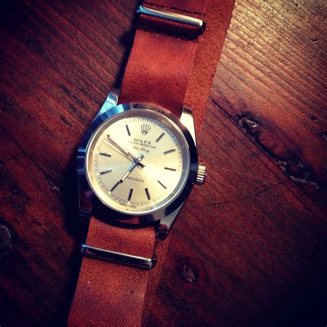 vintage rolex air king leather strap|rolex king on leather strap.